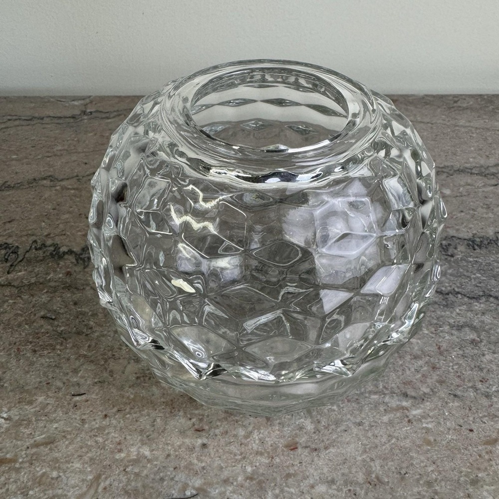 Vintage Fostoria for HOMCO Cubist Glass Fairy Lamp Candle Holder